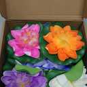 22 Pack Artificial Floating Foam Lotus Flowers with Artificial Frog Lotus Leaves, Lily Pads for Lake, Pond Plants Ornaments for Pool Water Decoration, Colorful, 4.5"D x 1.3"W x 6.5"H