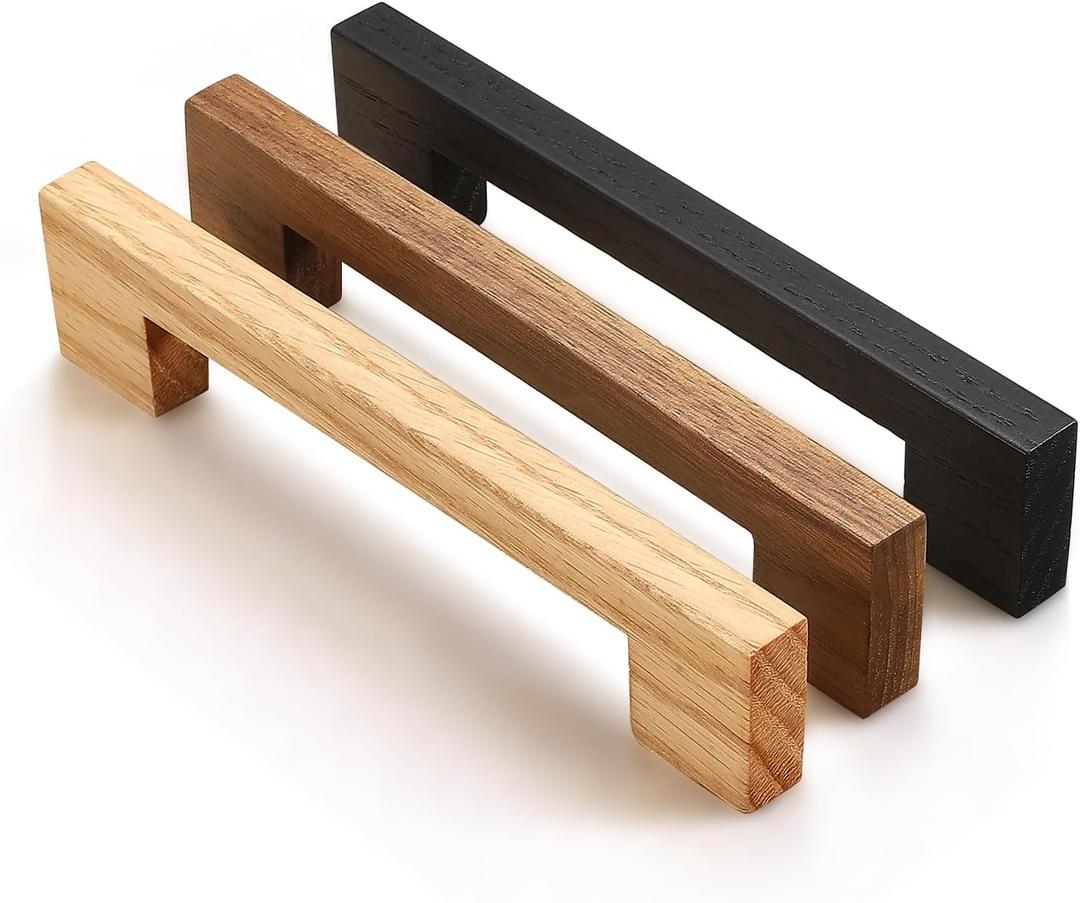 Black Square 7-1/2in 4 pcs Wooden Drawer Pulls Handle pulls for cabinets Kitchen Cabinet Drawer pulls Cabinet Door Pull