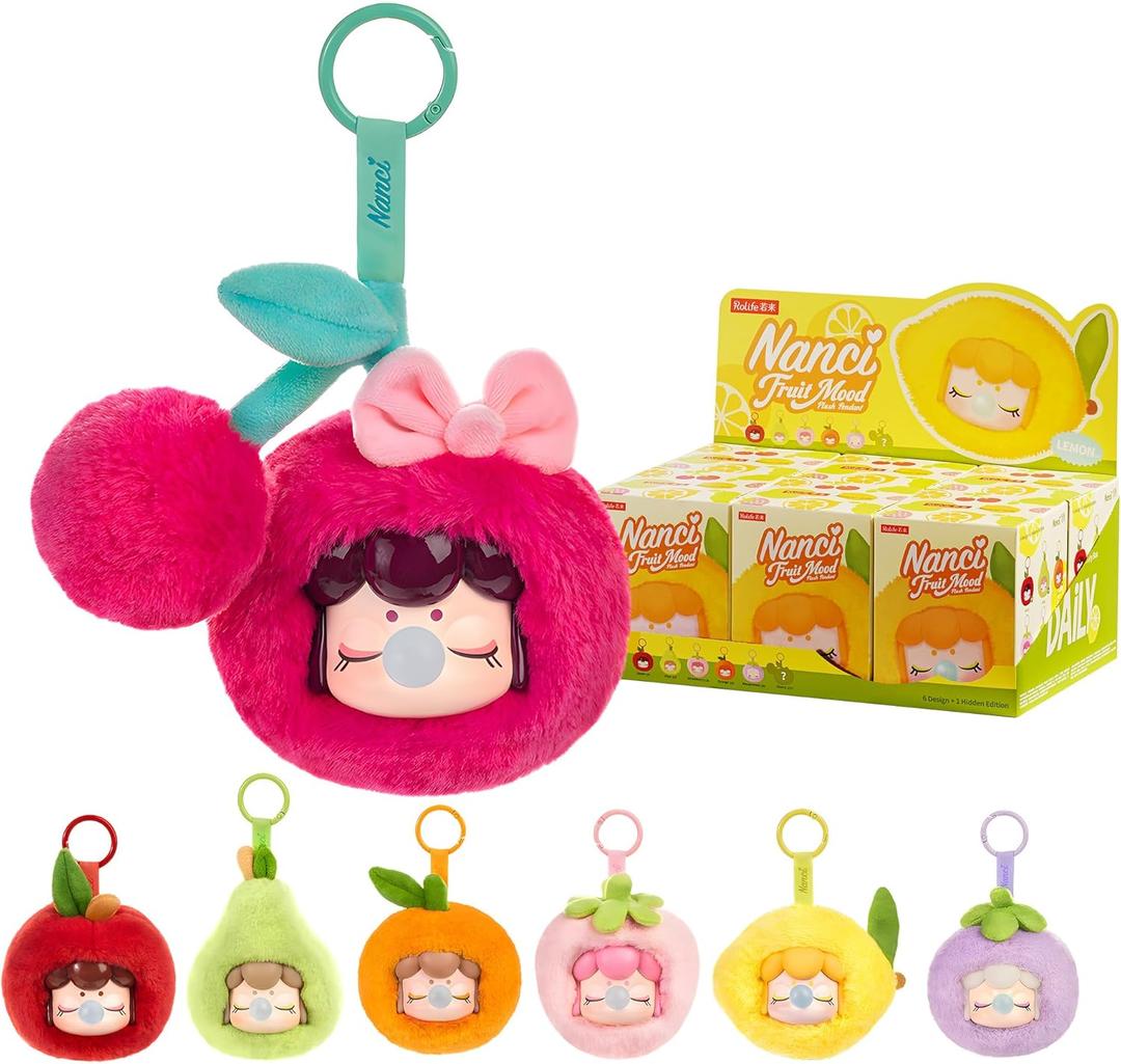 Rolife Nanci Blind Box Plush Doll Fruit Mood Series, 1PC Random Cute Design Plush Toy Bag Hanging Doll, Creative Collectible Toys for Birthday/Christmas Holiday