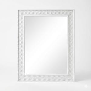 Rattan Trim Wall Mirror, 18" x1.25" x 23.75", White
