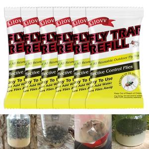 4 Pack Natural Fly Bait Refill, 6 * 30g Fly Trap Attractant Packets Work with All Reusable Flies Traps Outdoor, Fly Magnet Repellent Killer Catcher
