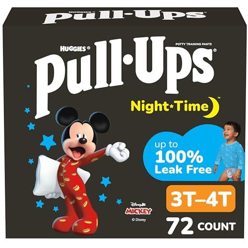 Pull-Ups Boys' Night Time Potty Training Pants, Size 3T-4T Overnight Training Underwear (32-40 lbs), 72 Ct