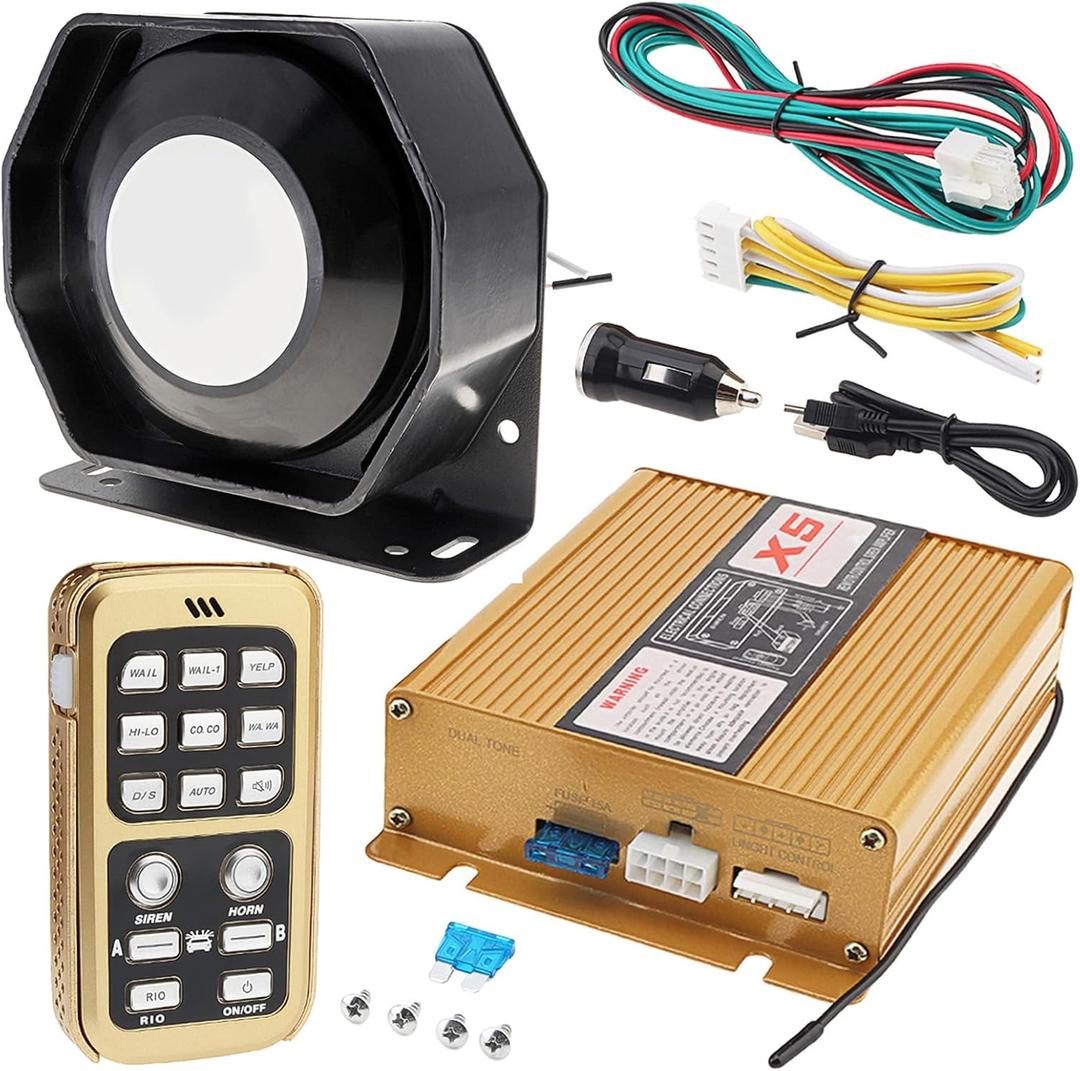 DC12V 200W 18 Sound Loud Car Warning Alarm Police Siren Horn Speaker with MIC System and Remote Control
