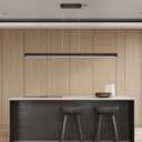 31.5" Black Linear Pendant Light Wooden Led Linear Pendant Light Fixtures Ceiling Hanging Dimmable Pendant Lights for Dining Room Kitchen Island Pool Table Lights Black Wood FinishKitchen Lights