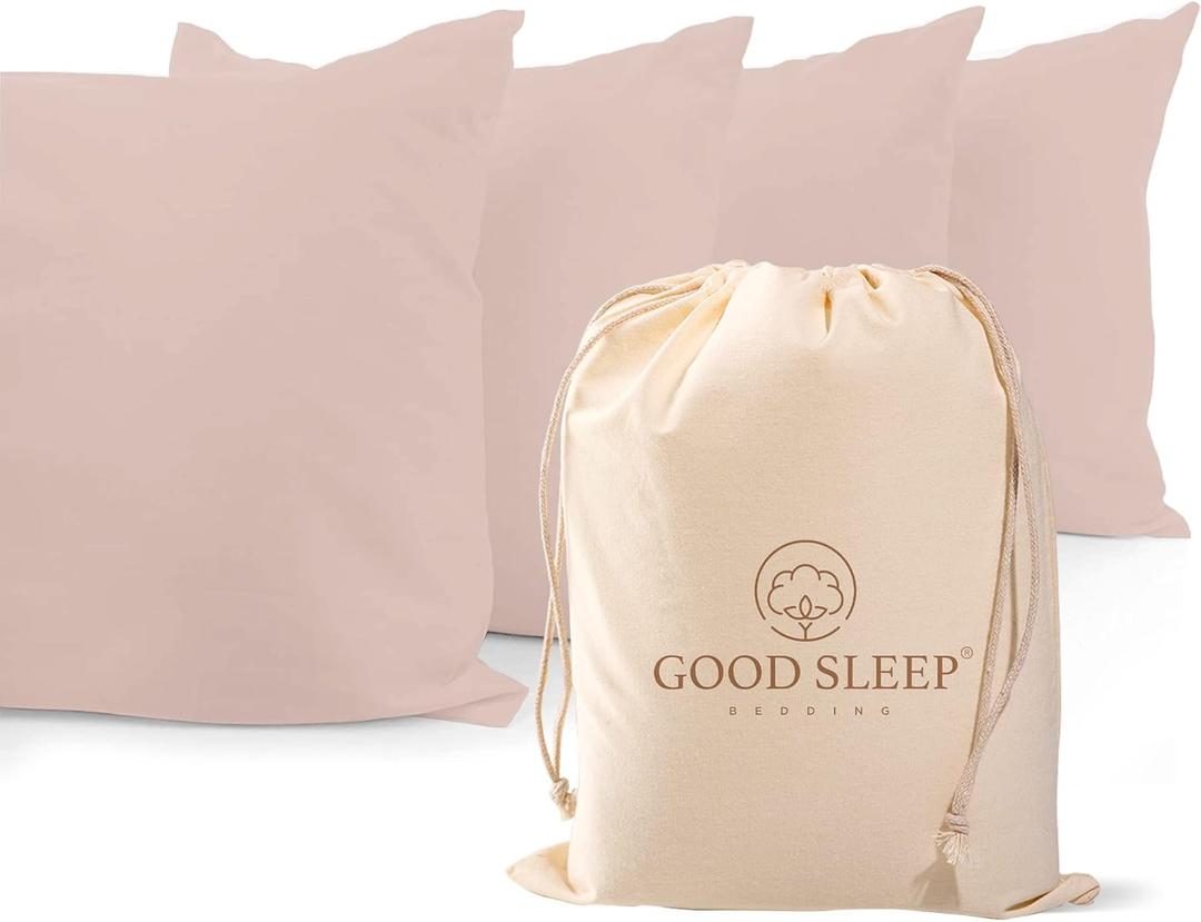 1000 TC Blush Standard Pillowcases Set of 4 100% Egyptian Cotton Pillow Cases with Long Staple Cotton & Sateen Weave, Silky Soft Hotel - Like Bed Pillow Covers for Comfy Sleeping, Snug Fit