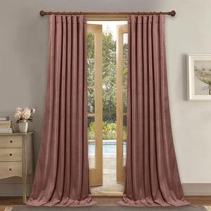 StangH Extra Long Velvet Curtains 120 inches Long for Living Room, Wild Rose Pink Home Decoration Thermal Light Blocking Drapes for Bedroom/Nursery Kids/Room Dividers, W52 x L120, 2 Panels