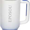 40 oz Tumbler with handle and Straw,leak proof water bottle with Flip Lid and tea strainer,BPA-Free,compatible with car cup holders,Insulated Stainless Steel Cup,Gifts for Women Men Him Her,(Blue)