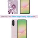for Samsung Galaxy A56 5G Case,Cute Floral Design for Women Girls,Soft Slim Drop Protection Flowers Liquid Silicone Phone Cover with Shockproof Anti-Scratch Microfiber Lining,Purple Flower