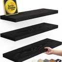 BAYKA Floating Shelves for Wall, Wall Mounted Rustic Wood Shelves for Bathroom, Bedroom, Living Room, Kitchen, Hanging Shelf for Books/Storage/Room Decor with 22lbs Capacity (Black, Set of 3, 15.7in)