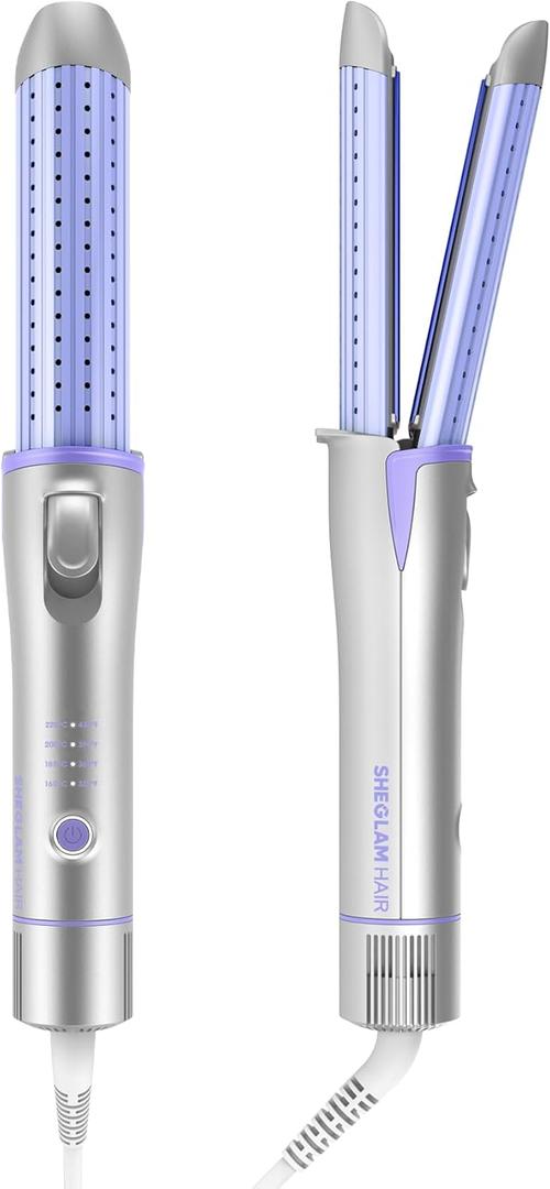 SHEGLAM Hair Cool Lock Airflow Styler, 360 Airflow Styler Curling Iron, Hair Curler with Cooling Air Vents to Lock in Style, 4 Adjustable Temp, Dual Voltage, Fast Straightening