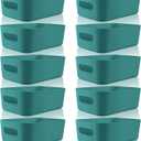 Zopeal Plastic Storage Bins 10 Pcs Green Pantry Organizer Bins Small Baskets Storage Containers for Home Kitchen (8 x 5.7 x 3 Inch)