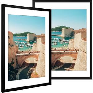 Golden State Art 18X24 Poster Frame with White Mat for 16X20,Black(2 Pack)