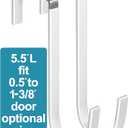 Over The Door Metal Hooks with Plastic Coating 5.5" Fit 0.5" to 1 3/8" Door 2 Pcs Heavy Duty Single Towel Robe Rack Wreath Bathroom Shower Hanger Shoe Organizer Ironing Board Short White 