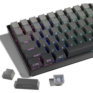 XVX PBT Keycaps - Side Printed Keycaps 60 65 75 100 Percent, Double Shot Shine Through Custom Key caps, Gradient Gray 136 Keys Set, OEM Profile, Minimalist Style for Cherry Gateron MX Switche Keyboard