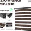 AOSKY Cordless Zebra Blinds for Windows Pull Down Roller Window Shades Dual Layer Light Filtering Privacy for Day and Night, Free-Stop Door Shades for Home Easy to Install Brown 25" W X 72" H