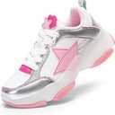DREAM PAIRS Girls Sneakers Lace up Lightweight Sparkle StarGlow Breathable Jelly Sole Kids Walking Shoes Casual Sports ( Pink/Silver, Size US 13 )