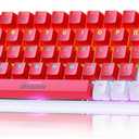 abucow 60% Mechanical Keyboard with Colorful Backlight 68-Key Gaming Keyboard Red White Keycaps - Red Switches for a Premium Typing and Gaming Experience PC Mac (Red-White)