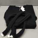 HEBELD Belted Black Sweater Dress for Women with Long Sleeve, Oversized Color Block Fall Sweater Dresses, A Line V Neck Knee Length Knit Dress, Large