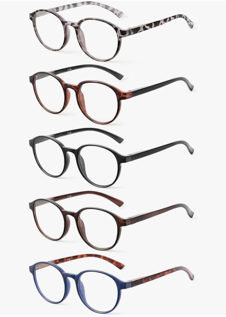 5 Pack Reading Glasses For Women,Blue Light Blocking Computer Reader Spring Hinge Eyeglasses