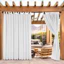 BONZER Waterproof Outdoor Curtains for Patio, Wide Tab Top Outdoor Privacy Curtains for Porch, Pergola, Gazebo, Pavilion, 1 Panel, 100x108 Inch, White