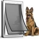Aluminum XL Dog Door for Exterior Door,Open Size:24.4" H x 13.8" W,Heavy Duty Doggy Door with Enclosed Magnetic Flaps,Extreme Weather Doggie Doors (Silvery, X-Large) (Sliver)