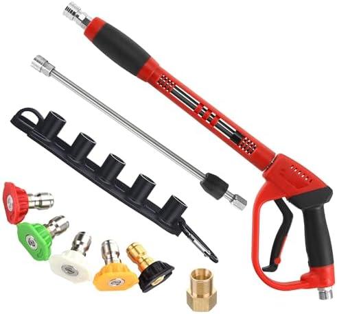 Tool Daily Deluxe Pressure Washer Gun, with Replacement Wand Extension, 5 Nozzle Tips, M22 Fitting, 40 Inch, 5000 PSI