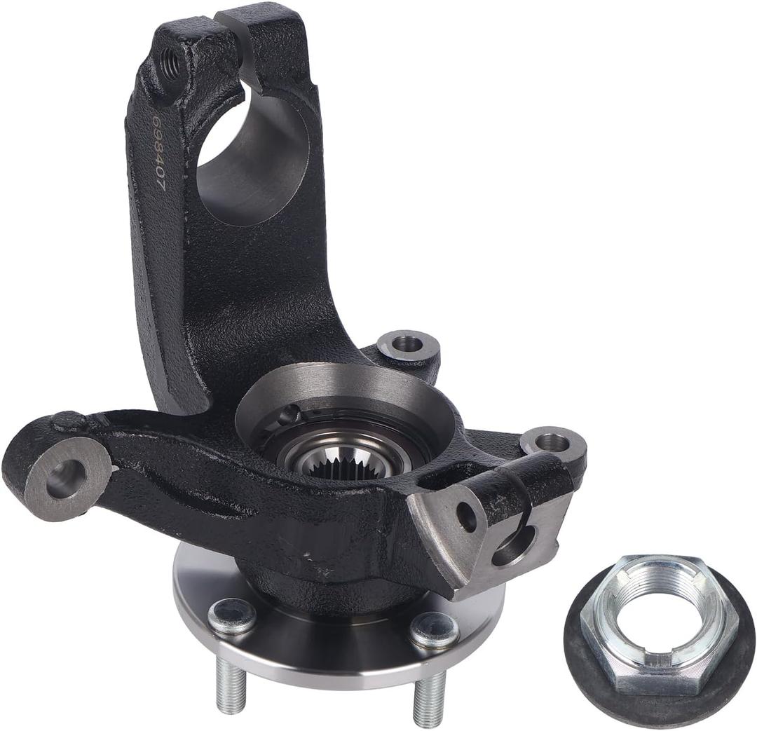 PAROD 698407 Front Left Steering Knuckle Assembly & Wheel Hub Bearing Fit for 2006 2007 2008 2009 2010 2011 Ford Focus, Driver Side
