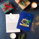 2 x Magic Ants 3D Pop-Up Nativity Christmas Card with Holy Family, Angels, Shepherds, Wise Men, Animals, Starry Night, Palm Trees, Religious Holiday Greeting Card