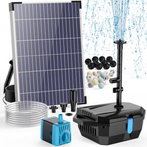 Antfraer Solar Pond Filter with Water Pump, 10W Solar Pond Pump with 6.6FT PVC Tubing/16.5FT Cord, Pond Filter Box for Outdoor Small Pond Waterfall Garden Bird Bath Water Clear