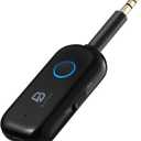 Bluetooth 5.2 Audio Transmitter Receiver for TV, Bluetooth Transmitter for Headphones, 2 BT Devices Connections, 3.5mm Jack Aux Airplane Headphone Adapter for Car/Home Stereo, Black