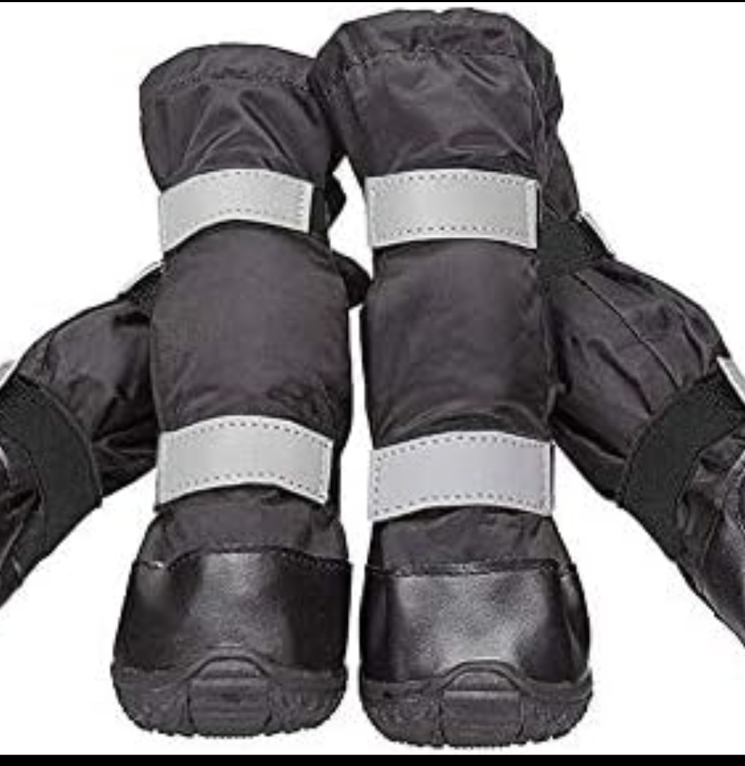 Billionchains 2 PCS Dog Boots Waterproof Dog Shoes with Reflective, Anti-Slip Pet Paw Protectors for Snowy, Rainy and Hot Pavement, Black, Medium