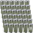 Sieral 36 Packs Stainless Steel Tumbler Bulk with Lid Vacuum Double Wall Insulated Travel Coffee Mug Powder Coated Tumbler Cup for Graduation Wedding Christmas Birthday Party(Army Green, 20 oz)