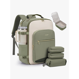 LOVEVOOK 40L Travel Backpack for Women & Men, Airline Approved Carry On Luggage with 3 Packing Cubes, TSA Overnight Bags, Waterproof Personal Item Bag, Weekender Essentials Backpacks fits 17" Laptop
Color: Light Green-beige-olive Green