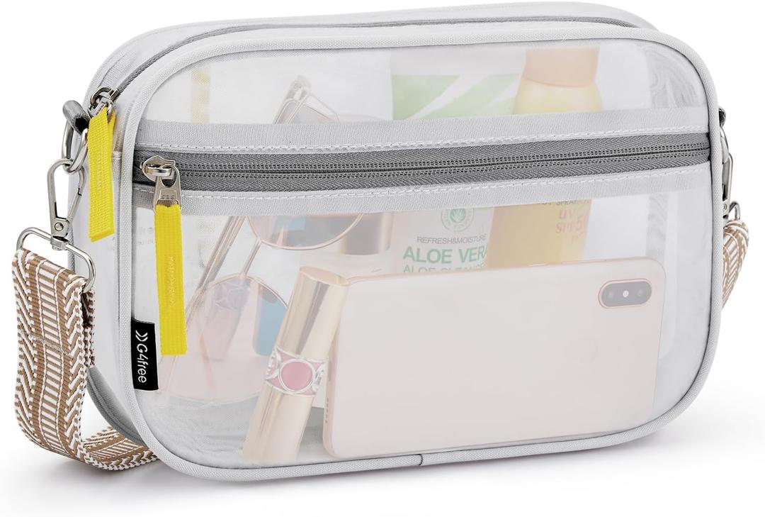 2 x G4Free Clear Sling Bag Clear Crossbody Mesh Purses for Women, Transparent Lightweight Chest Bag