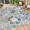 Lahome Floral Indoor Outdoor Rugs, 6x9ft Non Slip Outdoor Patio Rug for Balcony Deck, Soft Outdoor Area Rug for Camping PicnicBackyard, RV Outdoor Rugs for Living Room Dining Bedroom,Multi