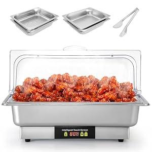 Dyna-Living Electric Chafing Dishes for Buffet 9.5QT Buffet Servers and Warmers, 600W Food-Grade Stainless Steel Food Warmers for Parties Buffet, Full Size & Half Size Buffet Trays and Warmers
