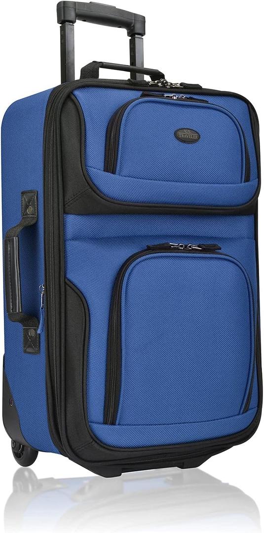 U.S. Traveler Rio Lightweight Softside Rolling Carry-on Suitcase, 2-Wheel Single, Royal Blue, 21"