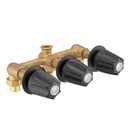 3 Handle Tub& Shower Rough-In Valve Heavy Duty with Black Trim Kit,3-Hole Installation, 1/2-Inch Union Inlets, 1/2-Inch I.P. Outlets, Union Nuts Included