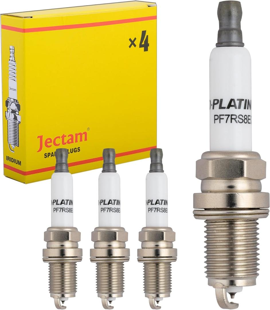 Automotive Replacement Spark Plugs 06H905601A Double Platinum Spark Plugs PFR7S8EG 4 PCS Compatible with A3 A4 A5 A7 Q7 Q5 Allroad TT Beetle CC Eos GTI Golf Passat Tiguan Jetta 2.0L