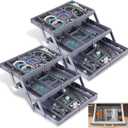 2 Pcs 3 Tier Drawer Organizers Expandable Multi Level Storage Organizer Tray Bins Collapsible Drawer Organizer Multi Level Jewelry and Cosmetics Storage for Makeup Office Supplies