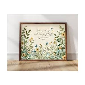 Christian Floral Scripture Canvas Wall Art Wildflower Bible Verse Wall Decor Picture Psalm Religious Faith Art Poster Print for Living Room Bedroom Decoration 12x16in