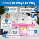 Step2 Fun with Friends Kids Kitchen Playset, Indoor/Outdoor Kitchenette, Interactive Play with Lights and Sounds, Durable Plastic, Includes 25 Piece Toy Accessories, Toddlers 2+ Years Old, Pink, Large