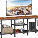 Furologee TV Stand for TVs up to 55 Inch, Entertainment Center with Open Storage Shelves, Media Console Table with Soundbar Shelf for Living Room, Bedroom, Rustic Brown