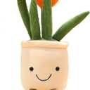 Tulip Plush Toy, 13" Orange Flower Pot Stuffed Throw Plushie Pillow Doll, Soft Fluffy Plant Friend Hugging Cushion - Present for Every Age & Occasion