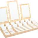 Wooden Jewelry Display Stand Set Pendant Necklace Display Holder Ring Earrings Bracelet Tabletop Storage Organizer Stand Set Combination for Show (White)