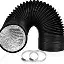 Flexible 5 Inch Dryer Vent Hose 4 Layer Protection 8FT Heavy Duty PVC Aluminum Foil Duct for HVAC Ventilation, Clothes Dryer & Duct Fan Systems with 2 Stainless Steel Clamps