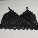 SOLY HUX Women's Plus Size Sexy Floral Lace Scalloped Trim Wireless Bra Adjustable Strap V Neck Everyday Bralette, Black, 3XL