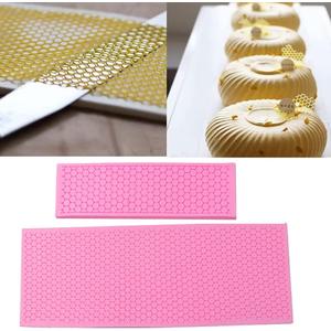 2Pcs Silicone Honeycomb Fondant Cake Mold, Lace Mat Mould, Embossing Mat, Kitchen Baking Cooking Tool