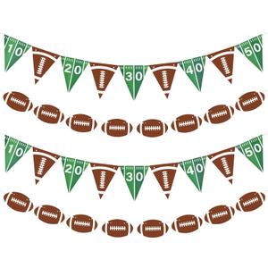 4pcs Football Theme Banner,NO DIY,Football Party Decorations Pre-Strung Sports Birthday Party Sign Garland Sports Party Supplies (light green)