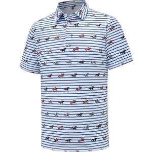 Men's Golf Polo Shirts Short Sleeve Performance Moisture Wicking Dry Fit Funny Golf Polo Shirts for Men (Blue, XL)